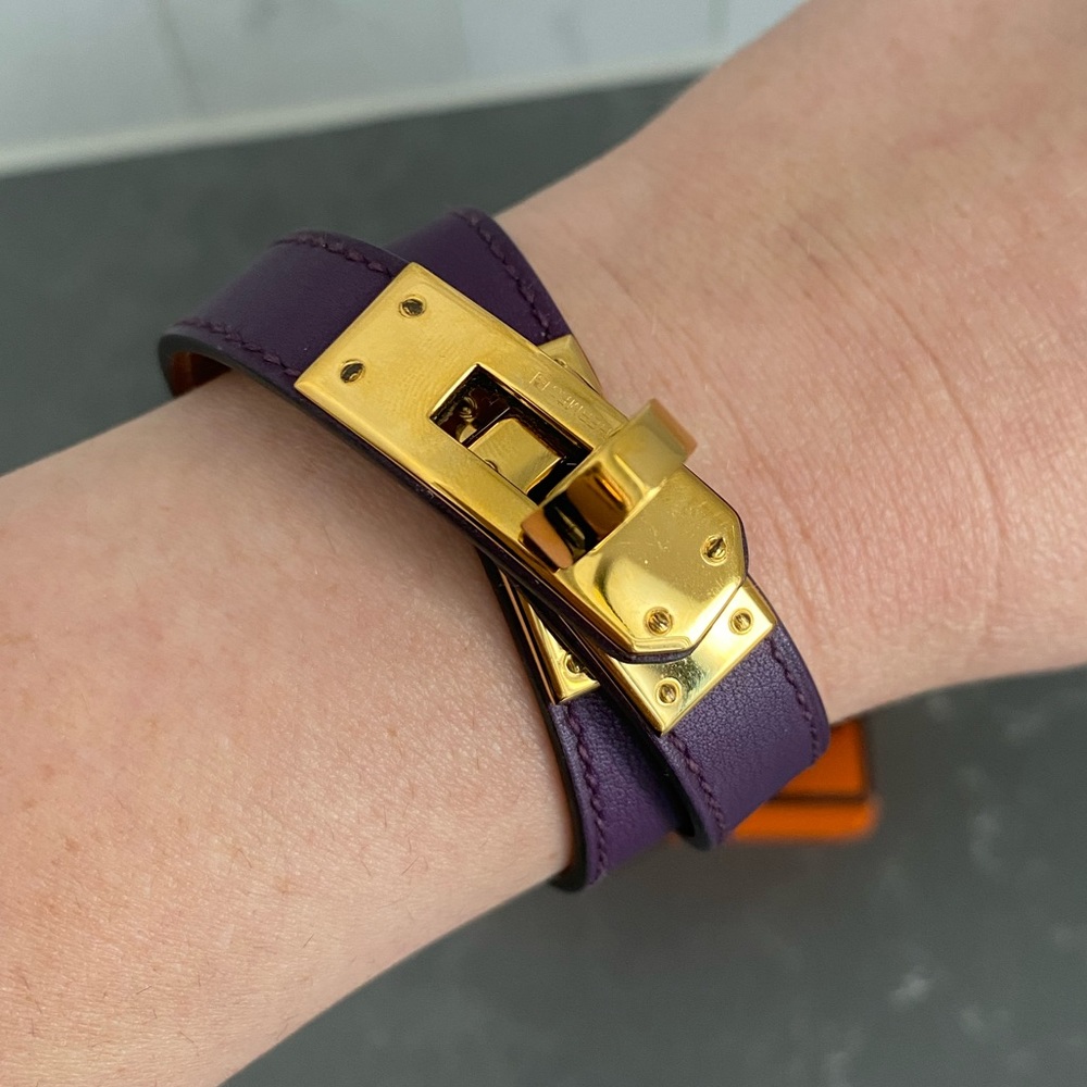 Hermes Kelly Double Tour Bracelet in Gold and Purple